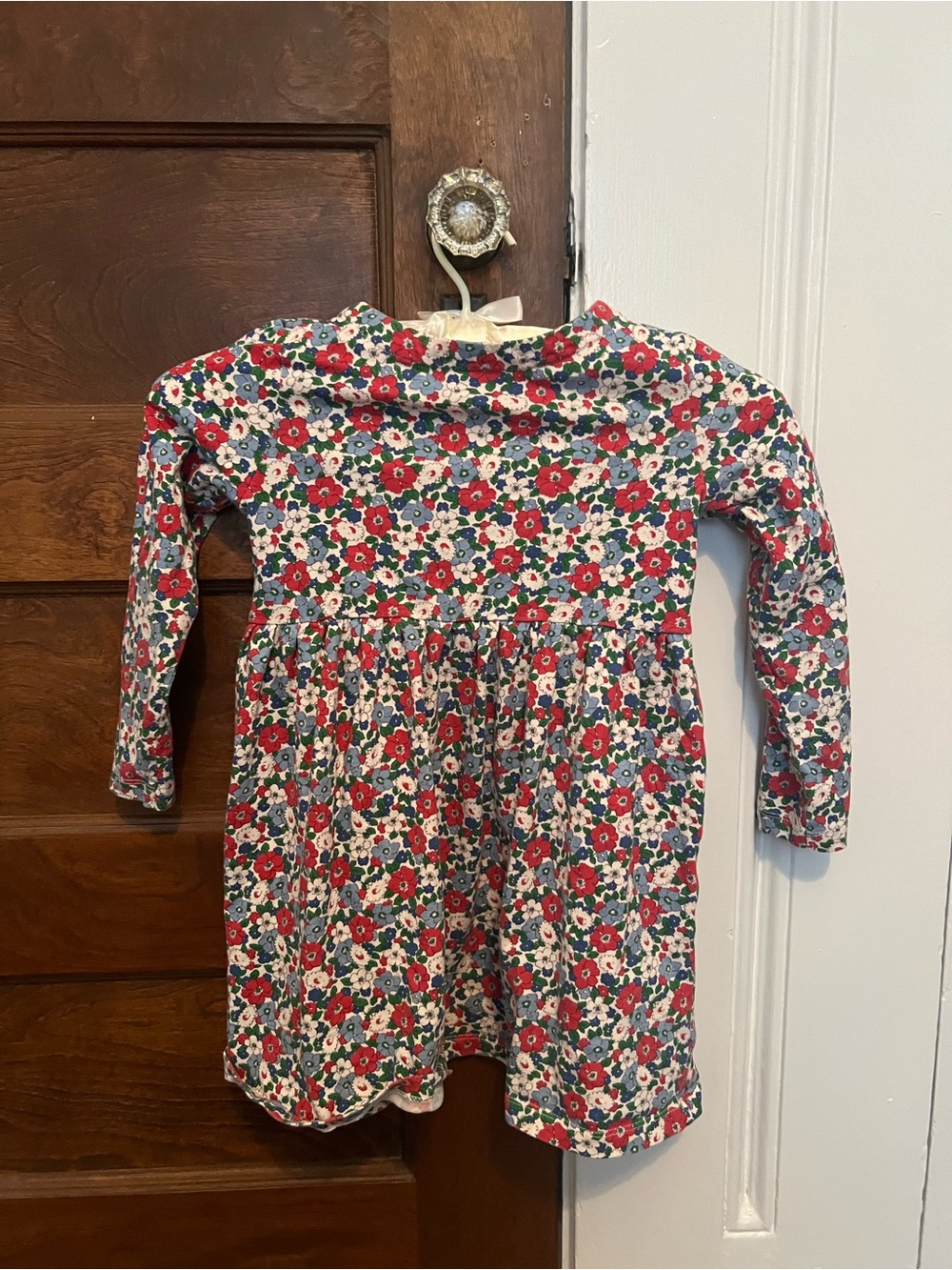 Mini Boden Red Floral Long Sleeve Knit Dress